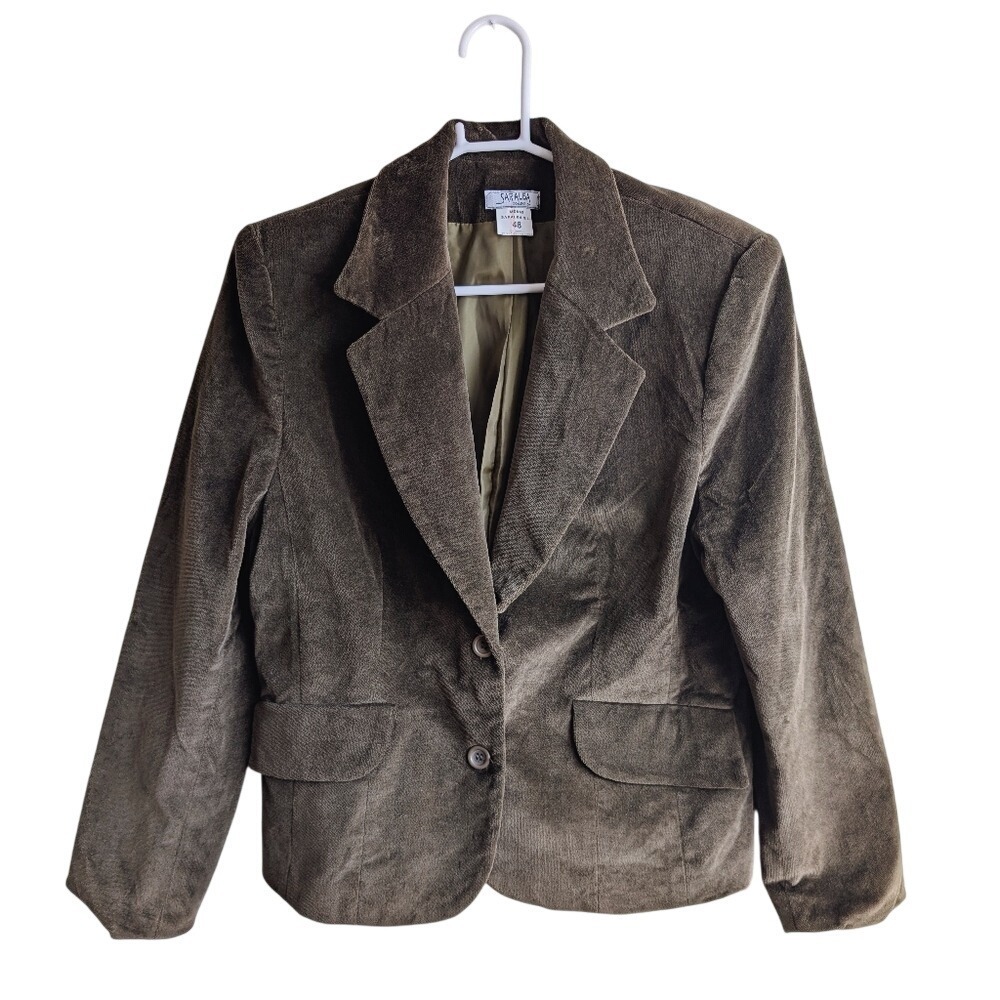 Vintage 90s Dark Academia European Brown Velvet Structured Tailored Jacket